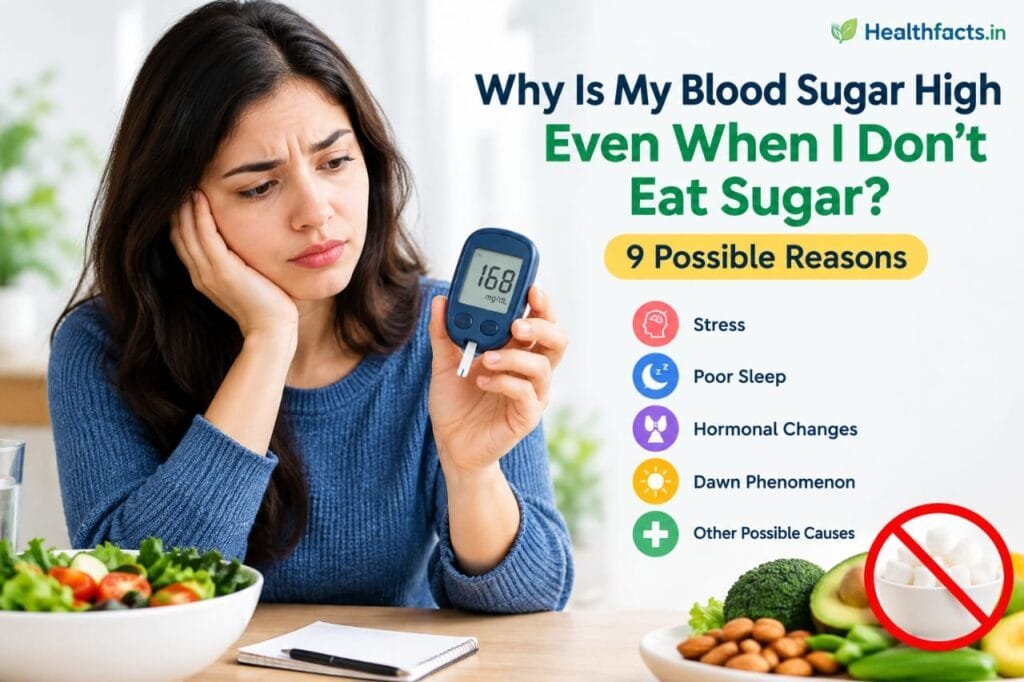 High blood sugar even when not eating sugar – causes and blood sugar management tips.